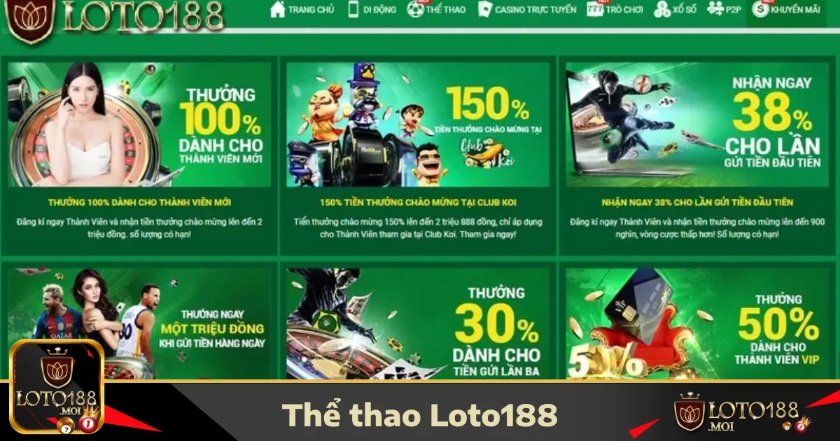 Ưu đãi đặc biệt tại Thể thao LOTO188